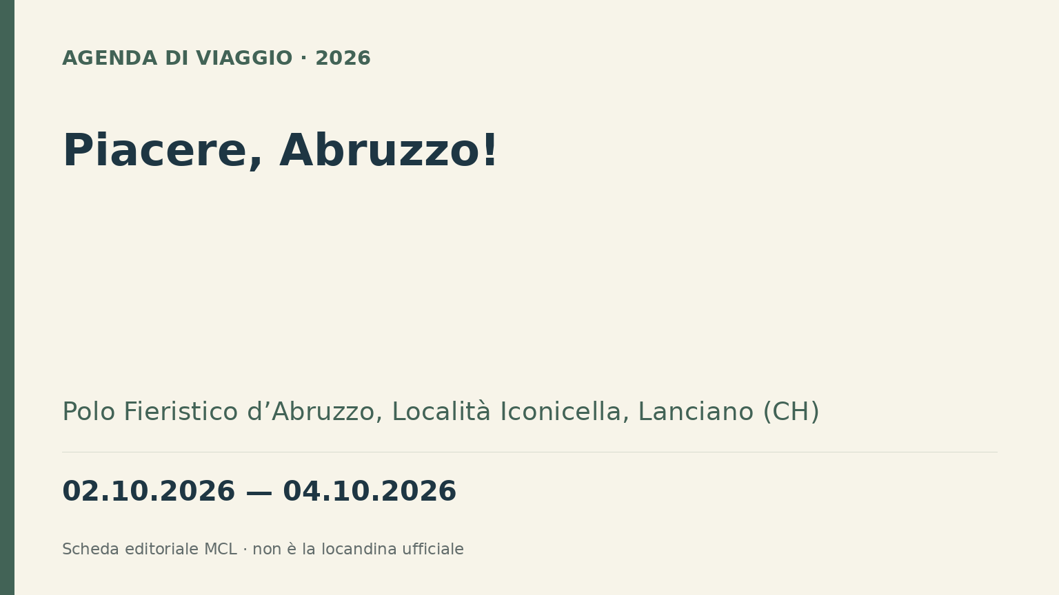 Piacere, Abruzzo! 2026 a Lanciano: programma, orari e ingresso